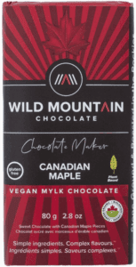 Wild Mountain Chocolate Canadian Maple vegan chocolate bar.