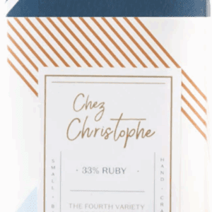 Menu card with elegant gold and blue design at Chez Christophe.