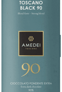 Amedei Toscana 90 chocolate bar in teal packaging.