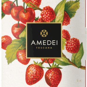 Amedei Toscana chocolate with strawberry and raspberry design.