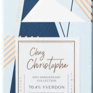 A stylish packaging of Chez Christophe's 5th anniversary chocolate collection.