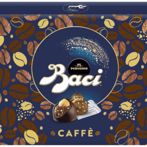 Baci Caffè chocolates with coffee beans on packaging.
