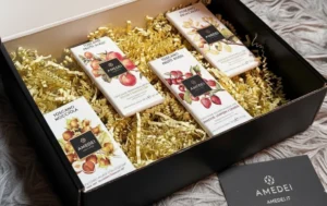 Amedei chocolate gift box with gold filler